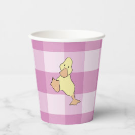 Vasos De Papel Ducha de Bebé de Patito Rosado a Cuadros