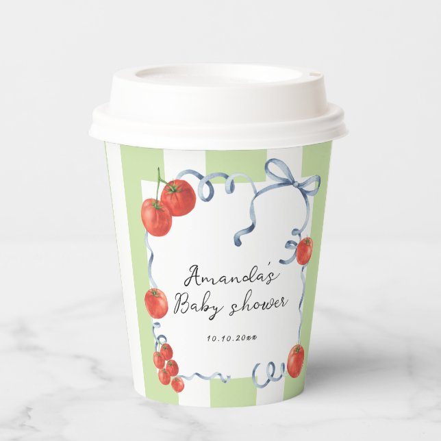 Vasos De Papel Ducha de bebé de tomate acuarela  (Anverso)