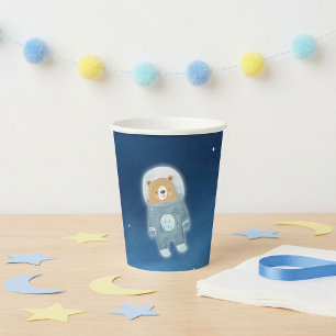 Vasos De Papel Ducha de bebé del astronauta del oso espacial azul
