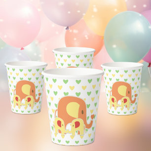 Vasos De Papel Ducha de Bebé Elefante Twins Baby