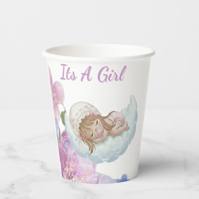 Vasos De Papel Ducha de Bebé Es una niña (Anverso)