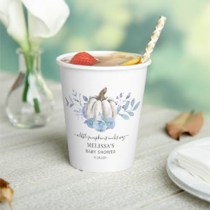 Vasos De Papel Ducha de Bebe Floral de Calabaza Azul Polvoriento