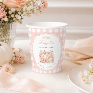 Vasos De Papel Ducha de bebé floral de lazo rosa Little Pumpkin