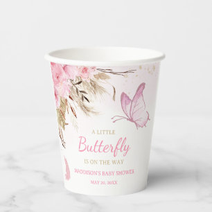 Vasos De Papel Ducha de bebé floral de mariposa 