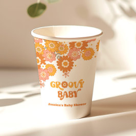 Vasos De Papel Ducha de bebé floral retro 70