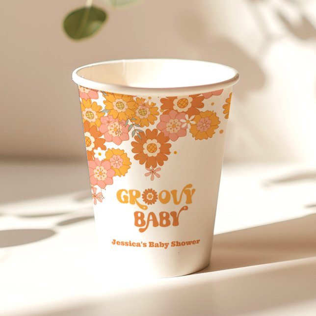 Vasos De Papel Ducha de bebé floral retro 70 (Subido por el creador)