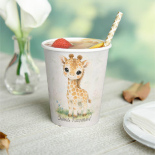 Vasos De Papel Ducha de Bebé Jirafa Alta Maravilla Acuarela Lindo