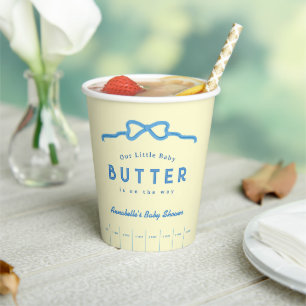 Vasos De Papel Ducha de bebé Little Baby Butter Blue Bow
