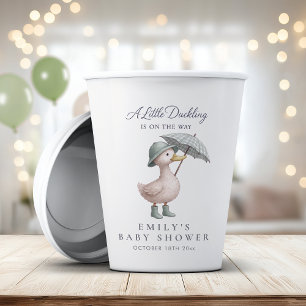 Vasos De Papel Ducha de bebé Little Duckling Green neutral en gén