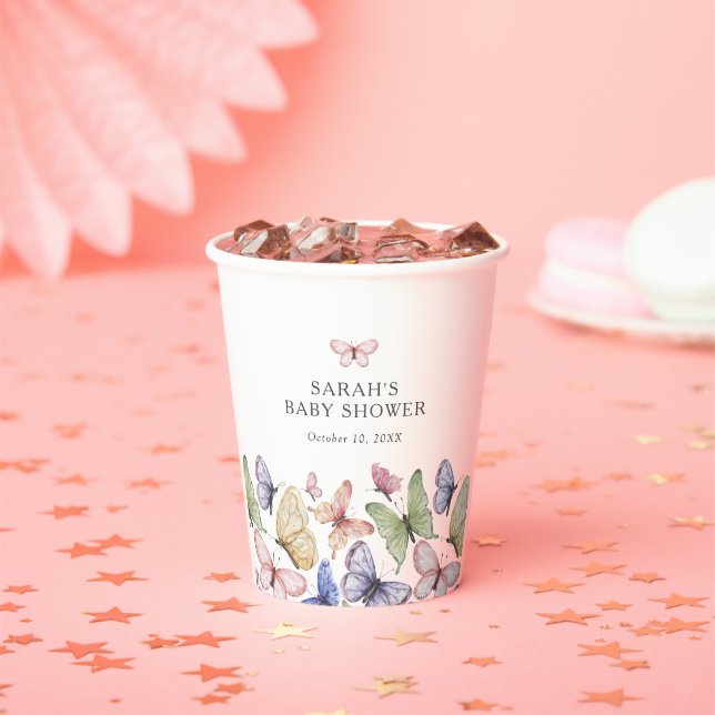 Vasos De Papel Ducha de Bebé Mariposa (in situ)