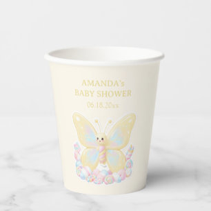 Vasos De Papel Ducha de bebé Mariposa Crema de Limón Amarillo