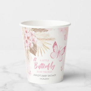 Vasos De Papel Ducha de bebé Mariposa Rosa