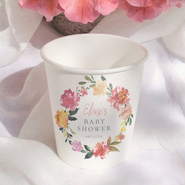 Vasos De Papel Ducha de Bebé Niña Boho Flores de Primavera (Subido por el creador)