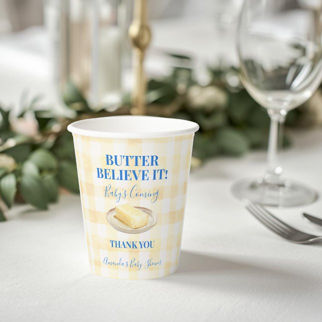 Vasos De Papel Ducha de bebé niño amarillo Gingham 'Mantequilla C (Subido por el creador)