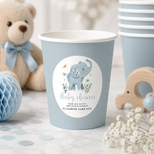 Vasos De Papel Ducha de bebé niño azul elefante adorable