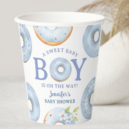 Vasos De Papel Ducha de Bebé Niño Donuts Azul Brunch de Bebé 