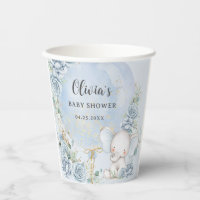 Ducha de Bebé Niño Elefante Globo Floral Azul Suav