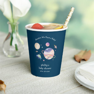 Vasos De Papel Ducha de bebé niño galaxia espacial luna estrella
