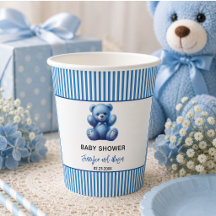 Ducha de bebé niño vintage con osito de peluche az