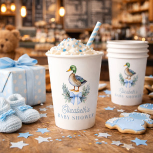 Vasos De Papel Ducha de bebé para el pequeño pato niño azul