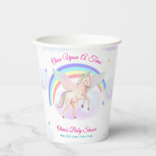 Vasos De Papel Ducha de bebé Pastel Arcoíris Unicornio Estrella C