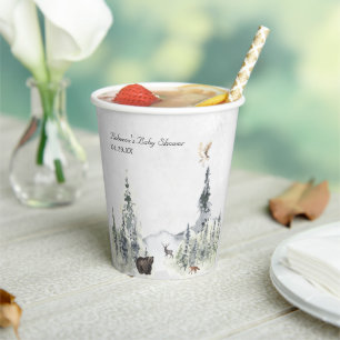 Vasos De Papel Ducha de Bebé Personalizada Bosque de Madera