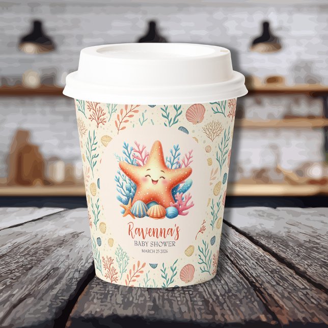 Vasos De Papel Ducha de bebé personalizada Pastel Ocean Starfish (Subido por el creador)