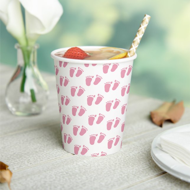 Vasos De Papel Ducha de Bebé Pies de Bebé Rosados (in situ)