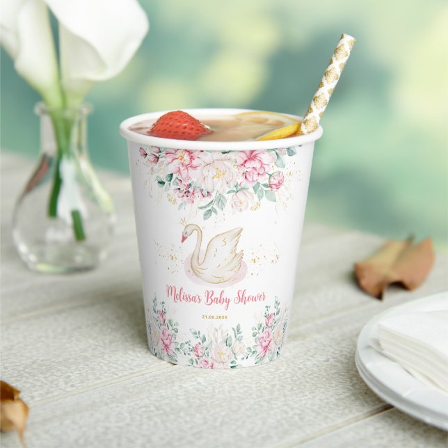 Vasos De Papel Ducha de Bebé Princesa Cisne (in situ)
