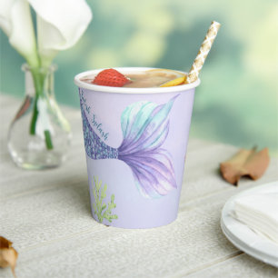 Vasos De Papel Ducha de bebé Sirenita Bajo El Mar