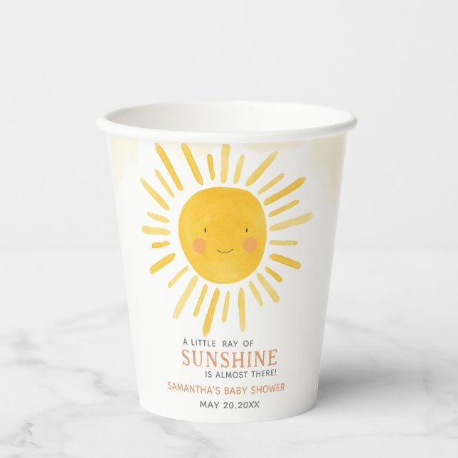 Vasos De Papel Ducha de bebé Un pequeño rayo de sol (Anverso)