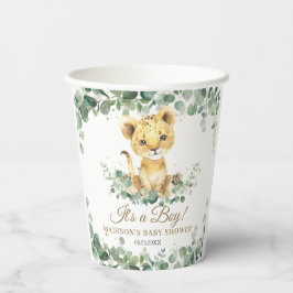 Vasos De Papel Ducha de bebé verde maderable cachorro de león niñ