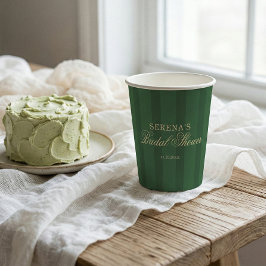 Vasos De Papel Ducha de Boda Verde Antiguo a Rayas