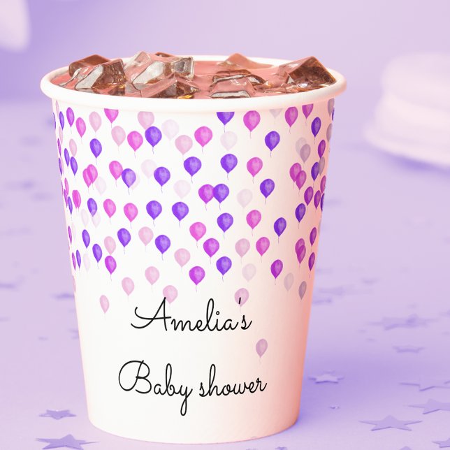 Vasos De Papel Ducha de bonito rosa y morada para bebé (Subido por el creador)