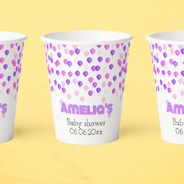 Vasos De Papel Ducha de bonito rosa y morada para bebé