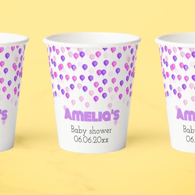 Vasos De Papel Ducha de bonito rosa y morada para bebé (Subido por el creador)