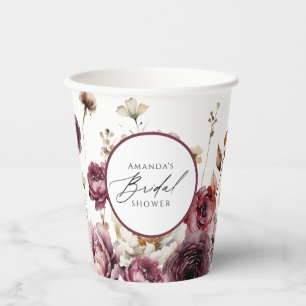 Vasos De Papel Ducha de Novia Abundancia Floral Rústica