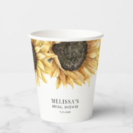 Vasos De Papel Ducha de Novia Acuarela Floral de Girasoles