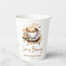 Vasos De Papel Ducha de Novia Amor Floral Está en Infusión Café M