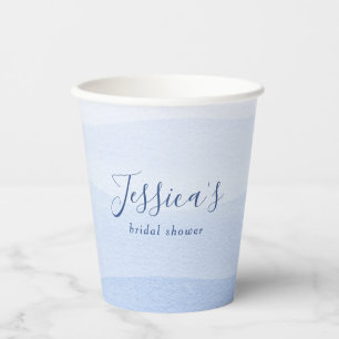 Vasos De Papel Ducha de Novia Azul con Degradado Ombre