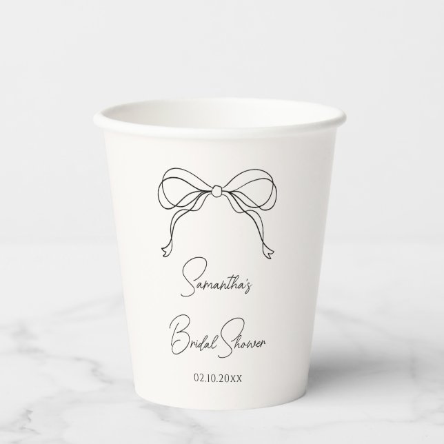 Vasos De Papel Ducha de novia Black Bow (Anverso)