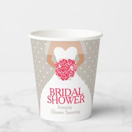 Vasos De Papel Ducha de novia boda vestido rosas rojas
