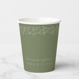 Vasos De Papel Ducha de Novia Bohemiana Verde Salvia Jardín Flora