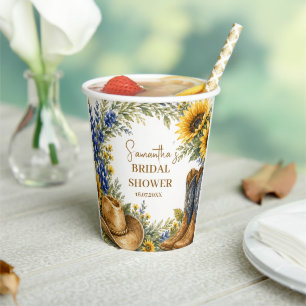 Vasos De Papel Ducha de novia boho Bluebonnet Texas Sunflower