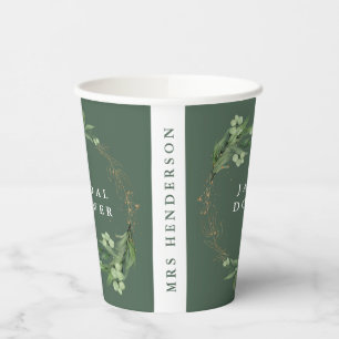 Vasos De Papel Ducha de Novia Botánica Eucalipto Elegante
