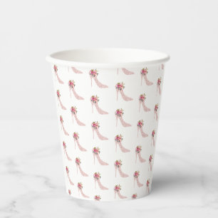 Vasos De Papel Ducha de Novia con Tacones Rosados
