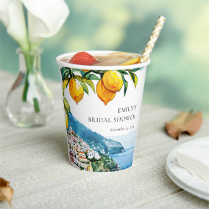 Vasos De Papel Ducha de Novia Costa Amalfi Cítrico Limón