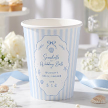 Ducha de Novia de Conchas Azules con Lazo a Rayas