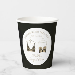 Vasos De Papel Ducha de novia de encaje chic negro acuarela lence