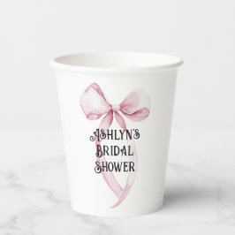 Vasos De Papel Ducha de Novia de Lazo Rosa Blanco Femenina